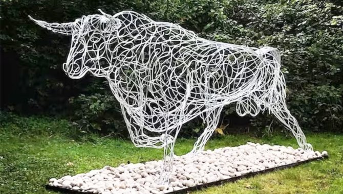 Stainless Steel Braided Cow Sculpture