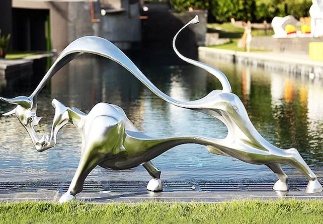 Stainless Steel Hollow Cow Sculpture
