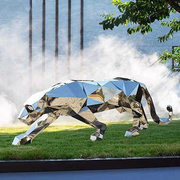 Stainless Steel Leopard Sculpture