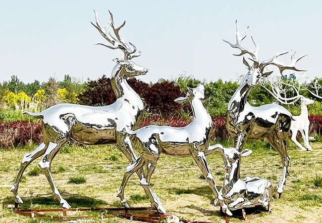 Stainless Steel Mirror Deer Sculpture