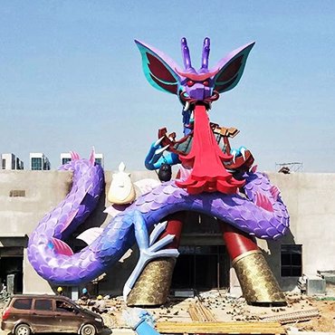 Stainless Steel Painted Dragon Sculpture