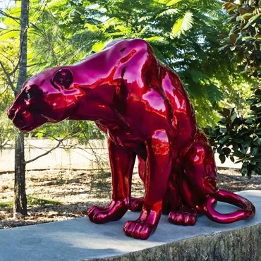 Stainless Steel Painted Leopard Sculpture