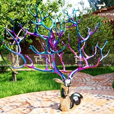 Stainless steel electroplated deer sculpture