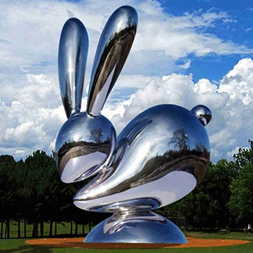 Stainless steel electroplated rabbit sculpture