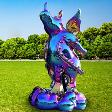 Stainless steel electroplated rhino sculpture