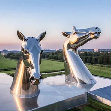 Stainless steel mirror horse sculpture