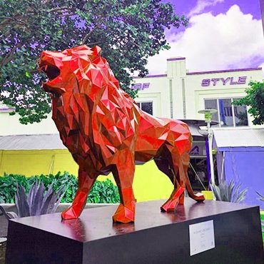 Stainless steel painted lion sculpture