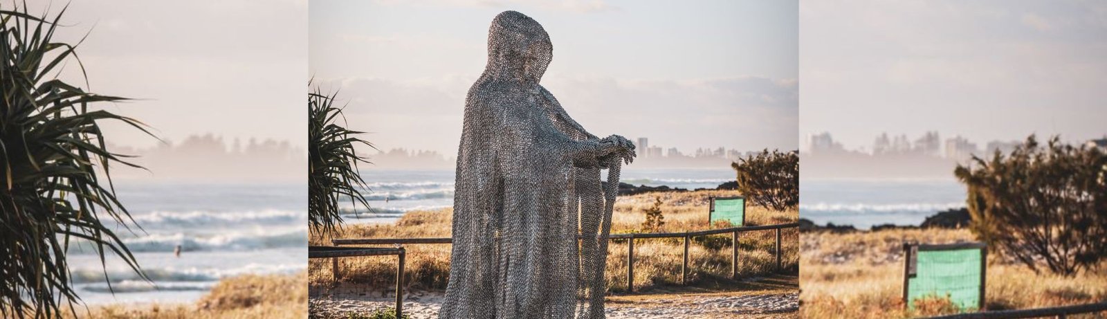 stainless steel outdoor chain statue