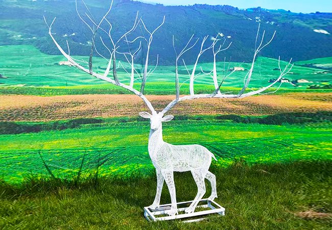 stainless steel deer sculpture