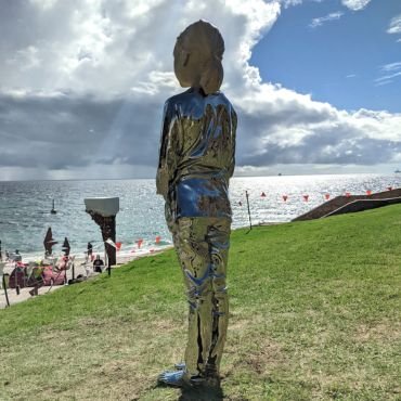 stainless steel girl statue