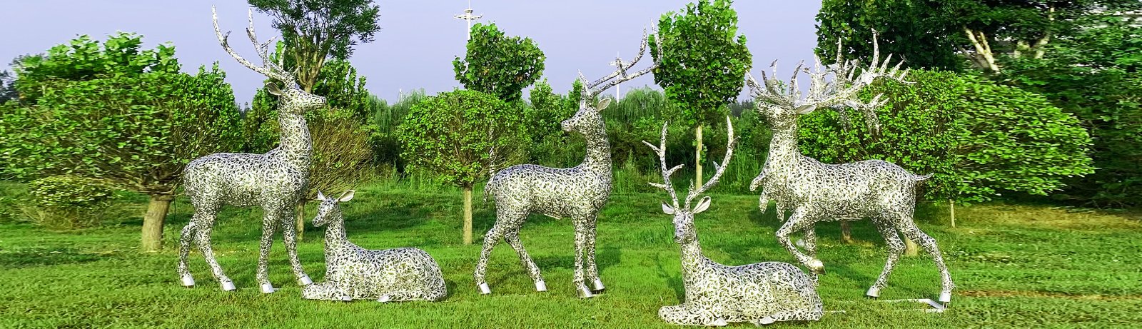 stainless steel woven deer sculpture