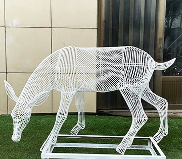 stainless steel woven deer sculpture1