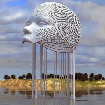 stainless wire sculpture woman washing